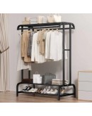 Закачалка за дрехи с поставка за обувки черна